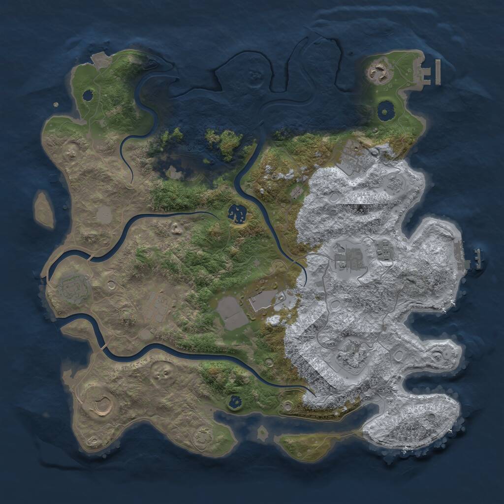 Rust Map: Procedural Map, Size: 3950, Seed: 949497026, 17 Monuments