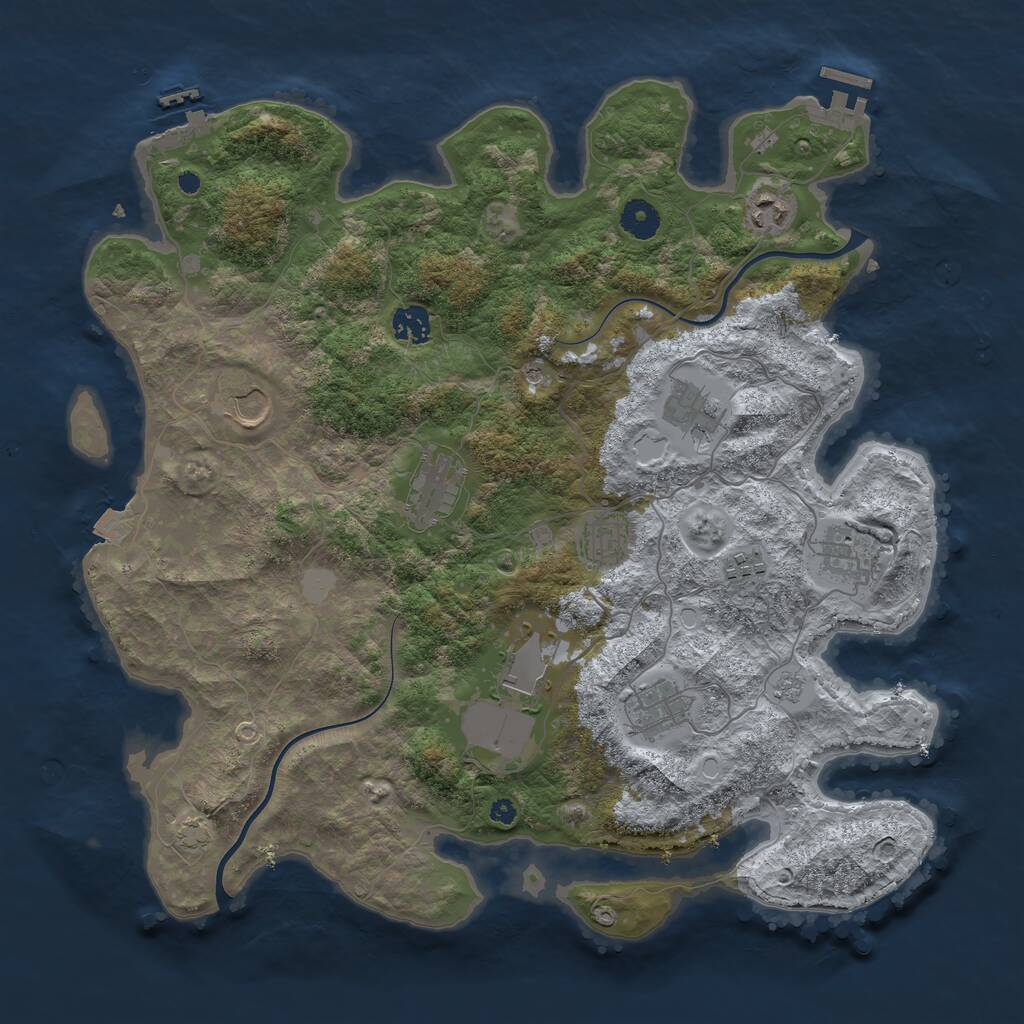 Rust Map: Procedural Map, Size: 3950, Seed: 949497026, 16 Monuments