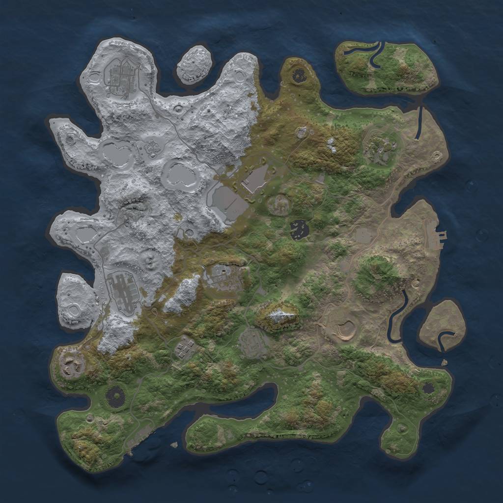 Rust Map: Procedural Map, Size: 3750, Seed: 901386, 17 Monuments