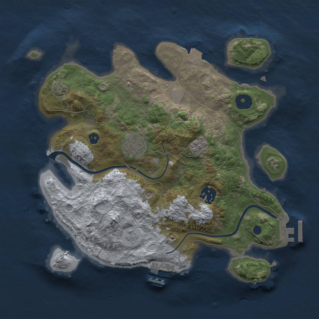 Rust Map: Procedural Map, Size: 3000, Seed: 132465, 9 Monuments
