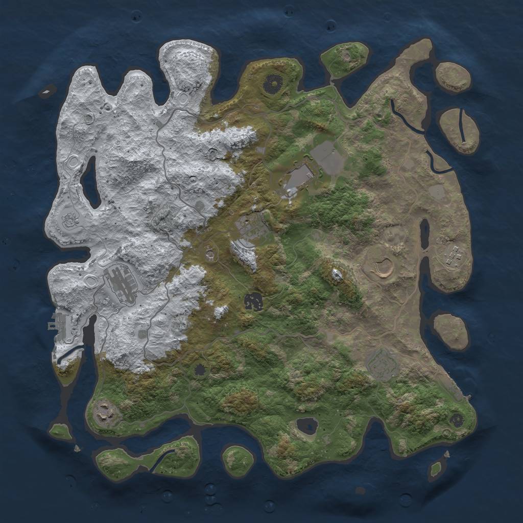 Rust Map: Procedural Map, Size: 4000, Seed: 728197, 17 Monuments