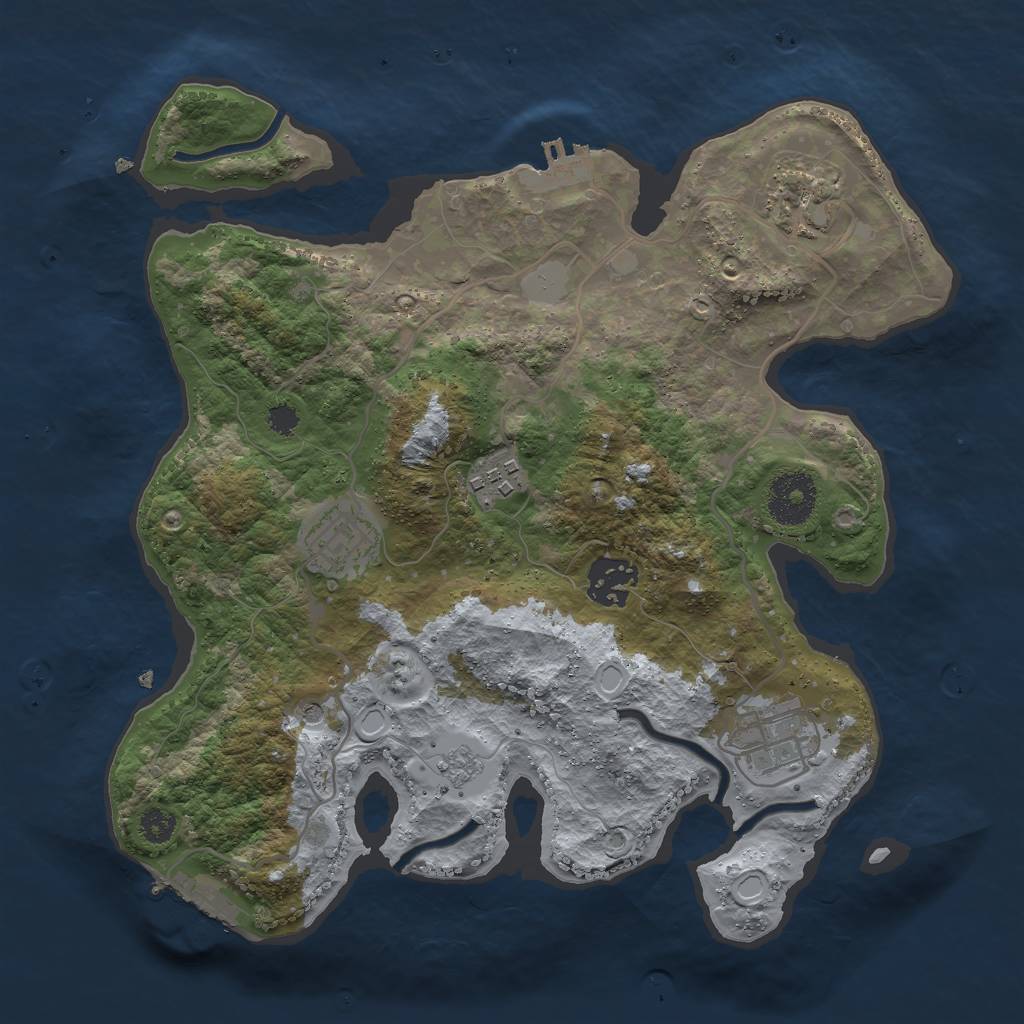 Rust Map: Procedural Map, Size: 3000, Seed: 8239, 14 Monuments