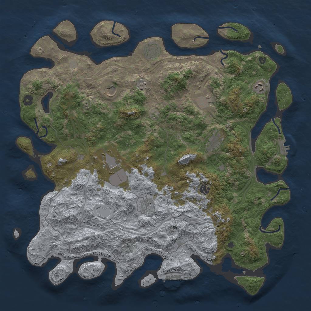 Rust Map: Procedural Map, Size: 4500, Seed: 62896972, 18 Monuments