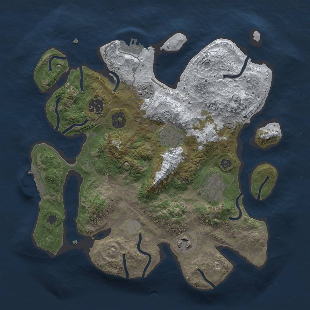 Rust Map: Procedural Map, Size: 3000, Seed: 1189624310, 13 Monuments