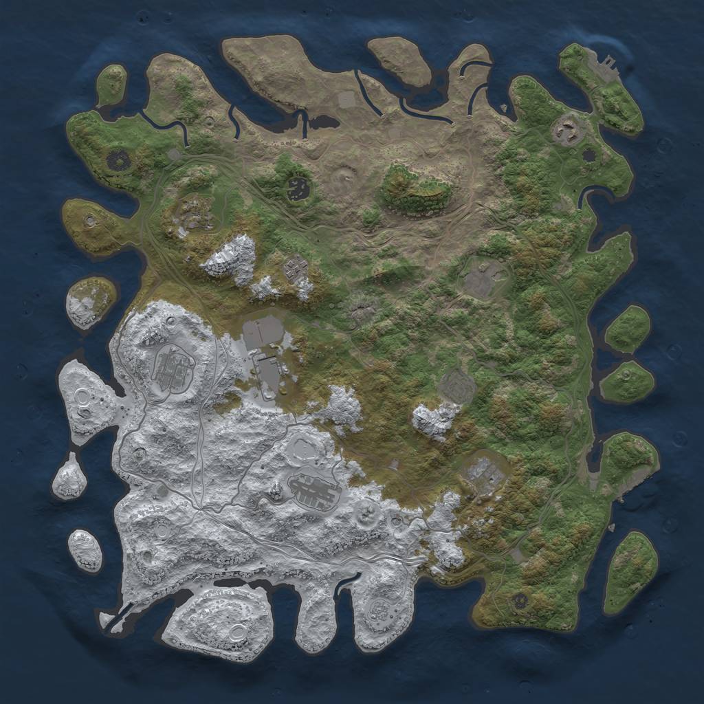 Rust Map: Procedural Map, Size: 4500, Seed: 784685121, 19 Monuments