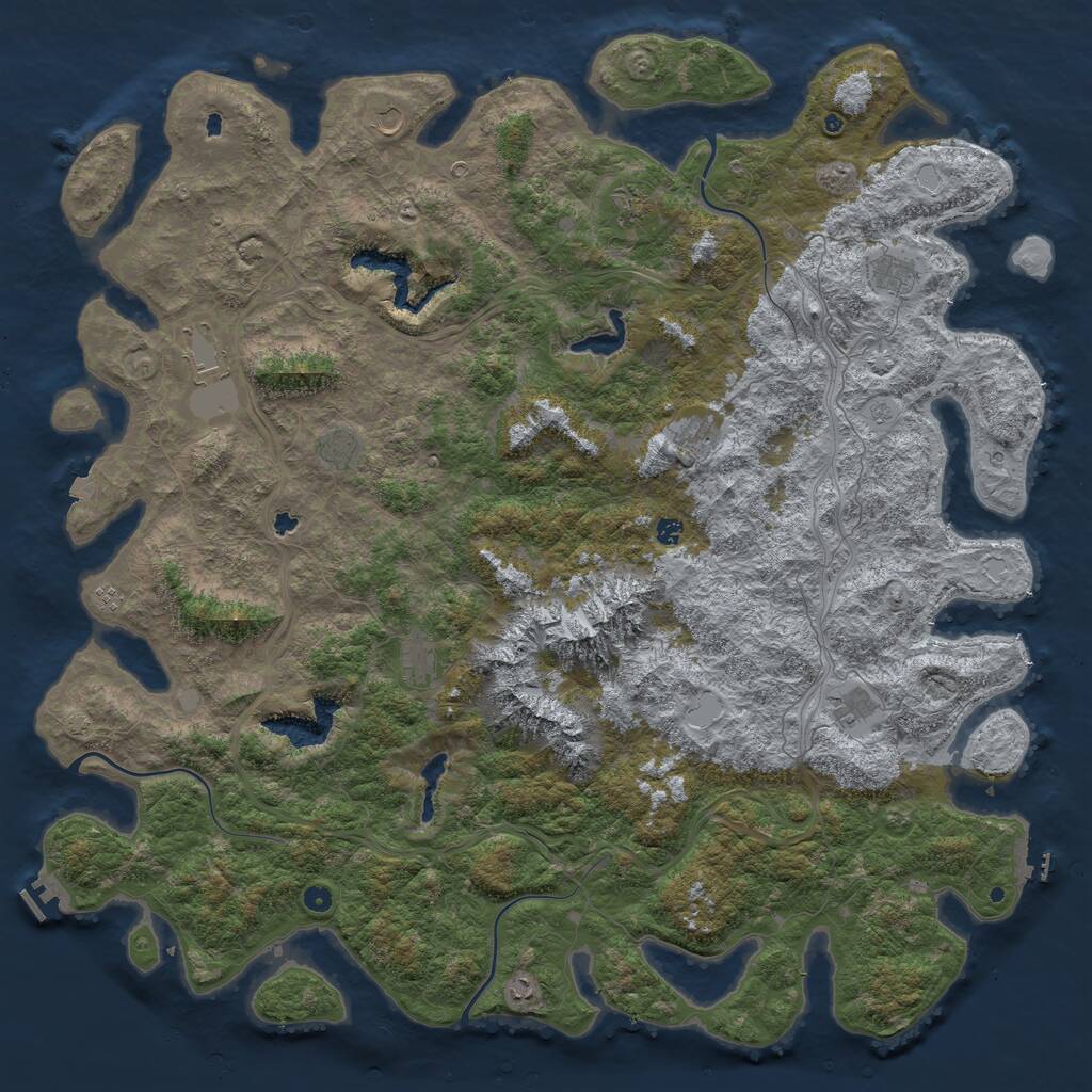 Rust Map: Procedural Map, Size: 6000, Seed: 1169791325, 17 Monuments