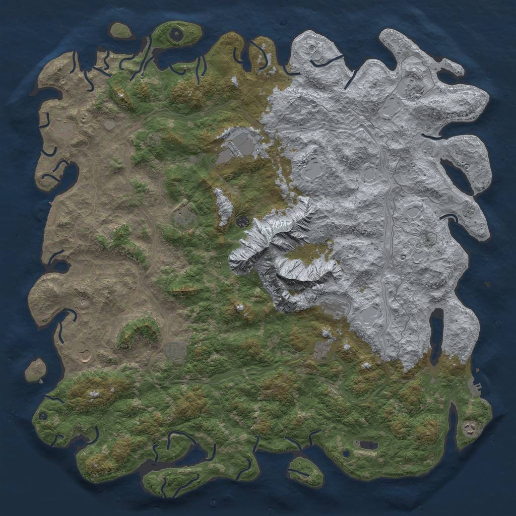 Rust Map: Procedural Map, Size: 6000, Seed: 33626137, 18 Monuments