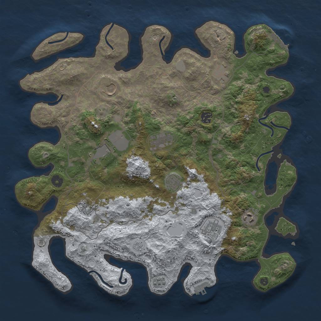Rust Map: Procedural Map, Size: 4100, Seed: 658088, 19 Monuments