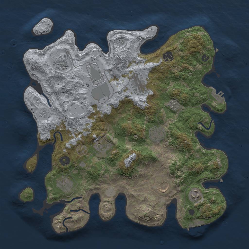 Rust Map: Procedural Map, Size: 3600, Seed: 447377, 19 Monuments
