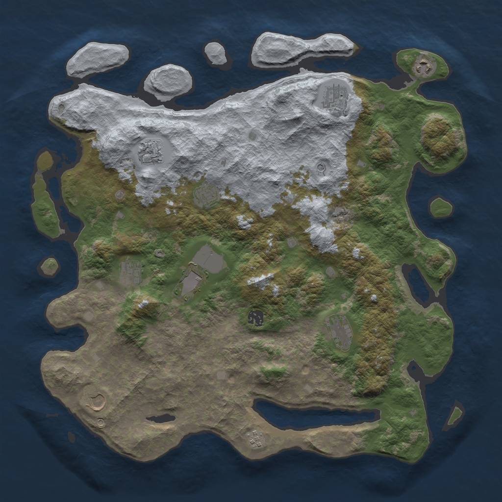 Rust Map: Barren, Size: 4500, Seed: 4022846, 13 Monuments