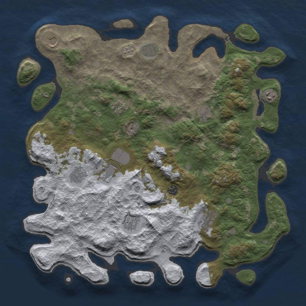 Rust Map: Barren, Size: 4500, Seed: 4501848, 14 Monuments