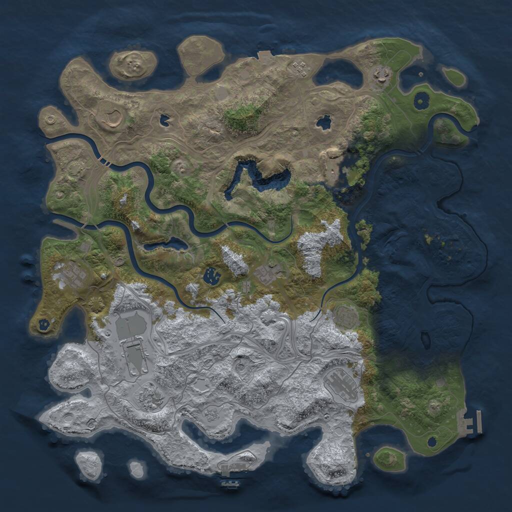 Rust Map: Procedural Map, Size: 4500, Seed: 1635243895, 17 Monuments