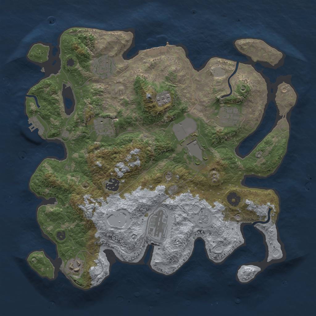Rust Map: Procedural Map, Size: 3500, Seed: 6084062, 15 Monuments