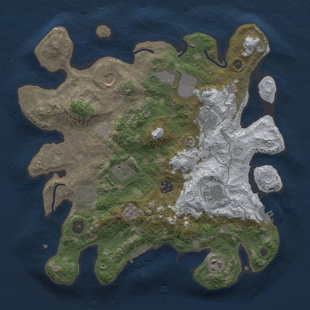 Rust Map: Procedural Map, Size: 3500, Seed: 64251, 18 Monuments
