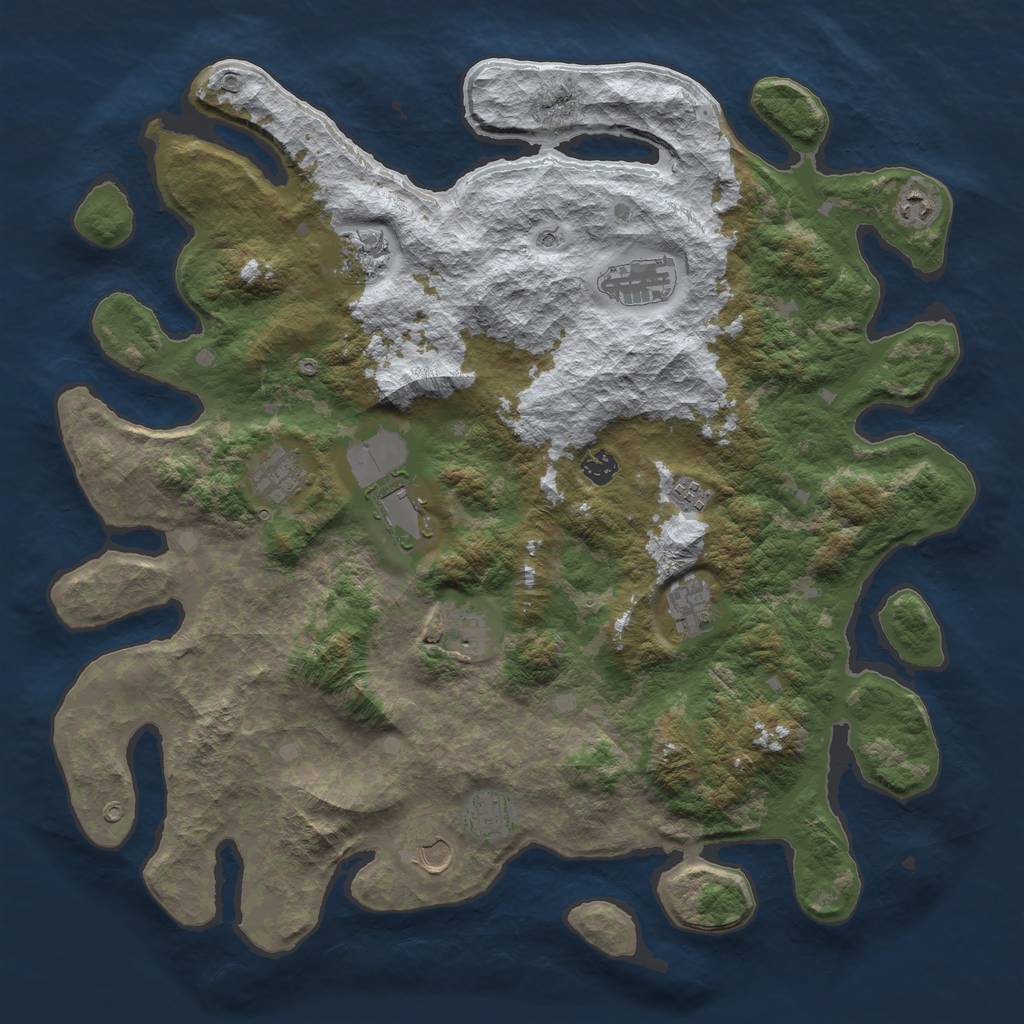Rust Map: Barren, Size: 4500, Seed: 1947457, 14 Monuments