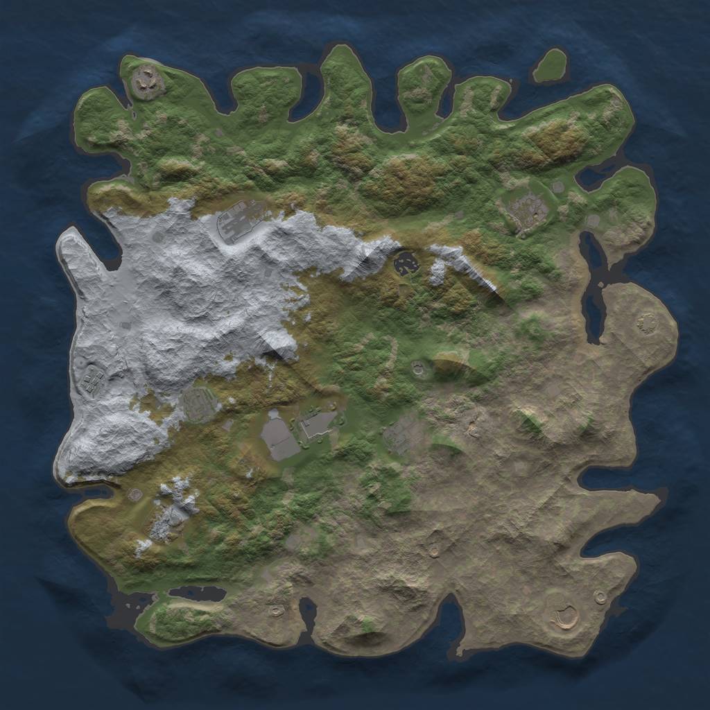 Rust Map: Barren, Size: 4500, Seed: 3859655, 14 Monuments
