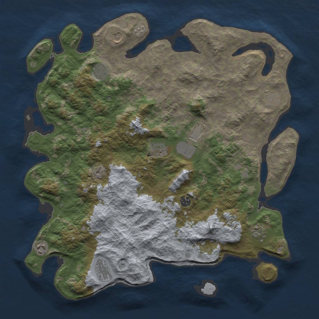 Rust Map: Barren, Size: 4500, Seed: 1014786, 13 Monuments