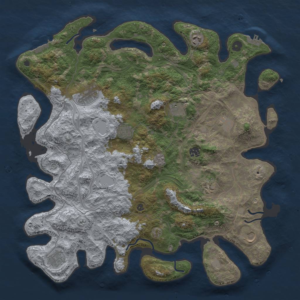 Rust Map: Procedural Map, Size: 4300, Seed: 2052957512, 19 Monuments