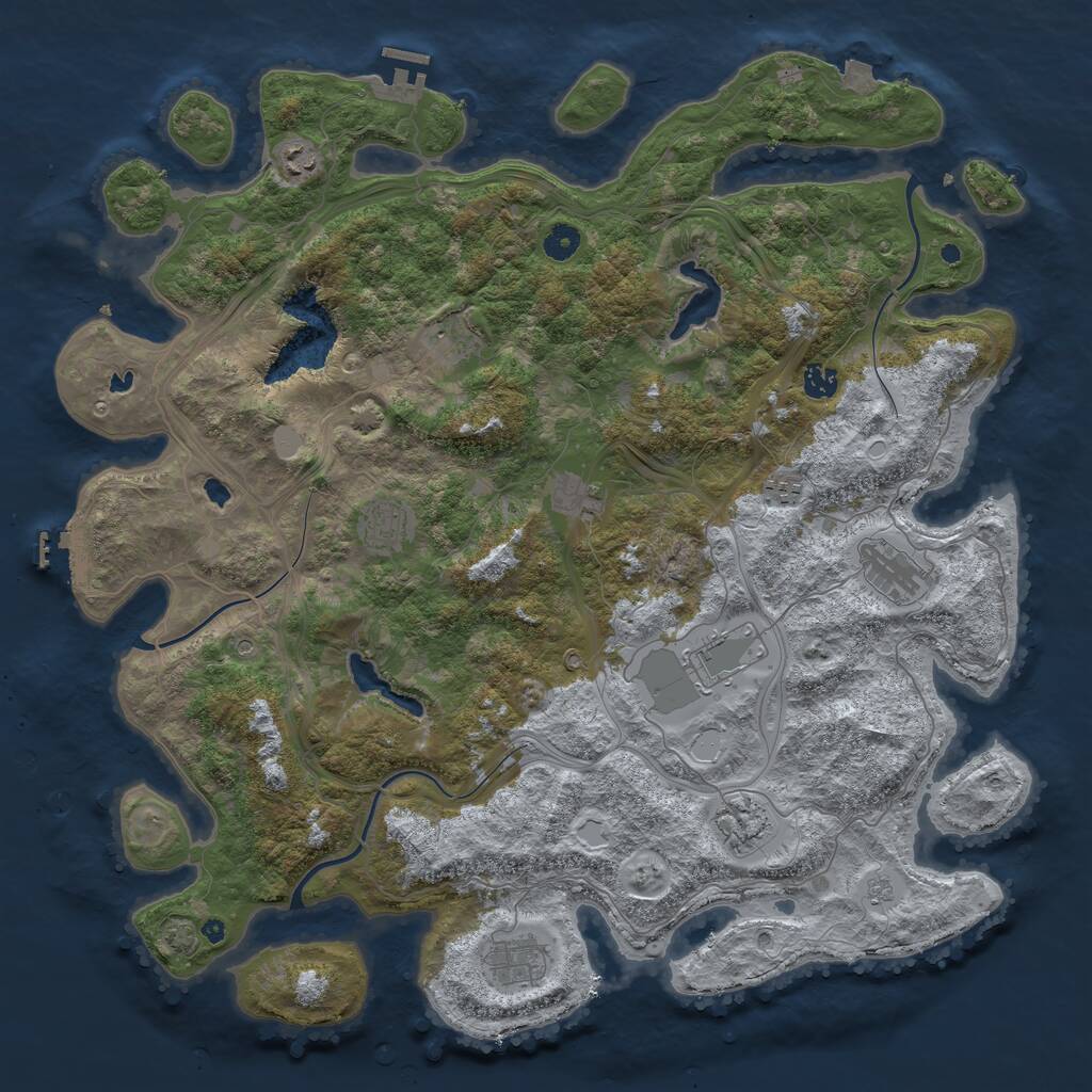 Rust Map: Procedural Map, Size: 4600, Seed: 4491985, 16 Monuments