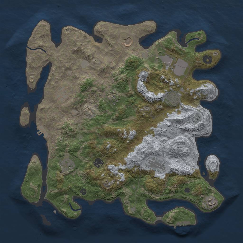 Rust Map: Procedural Map, Size: 3900, Seed: 933421, 17 Monuments