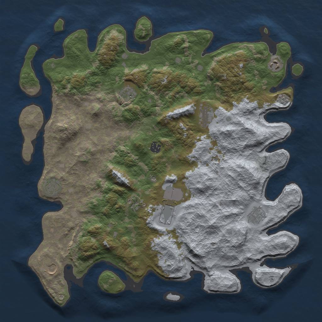 Rust Map: Barren, Size: 4500, Seed: 418889, 13 Monuments
