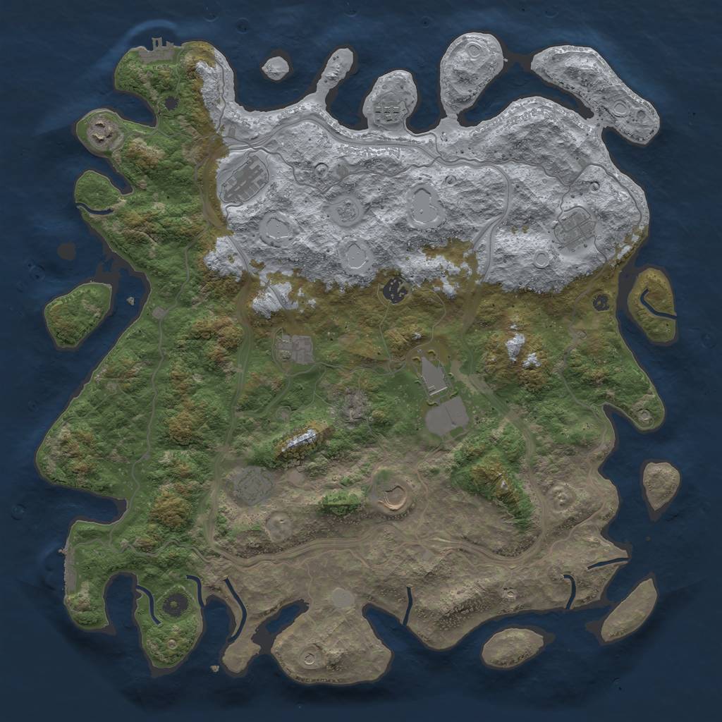 Rust Map: Procedural Map, Size: 4500, Seed: 281869217, 16 Monuments