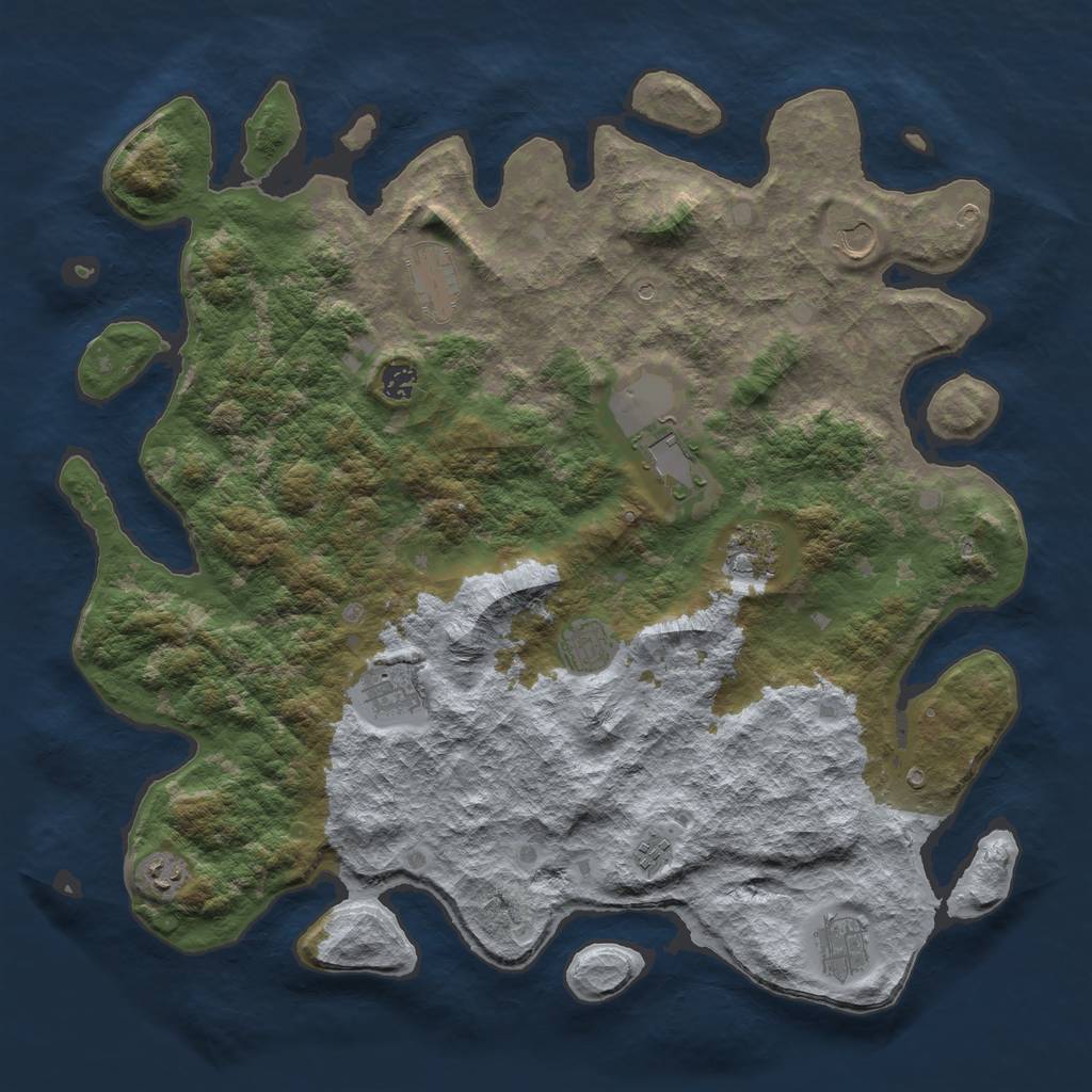 Rust Map: Barren, Size: 4500, Seed: 2456436, 13 Monuments