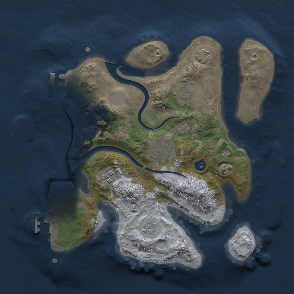 Rust Map: Procedural Map, Size: 2500, Seed: 15286, 8 Monuments