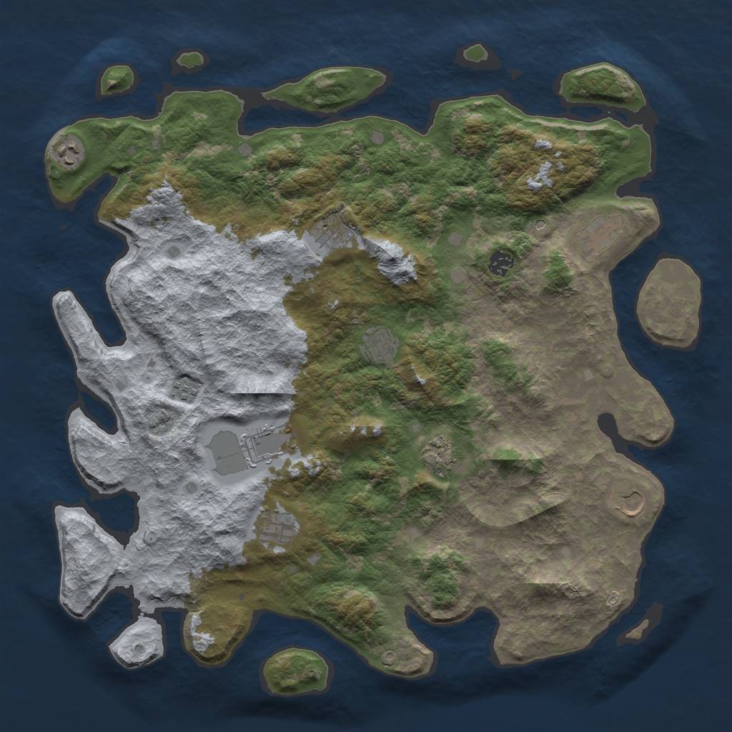 Rust Map: Barren, Size: 4500, Seed: 6360326, 13 Monuments