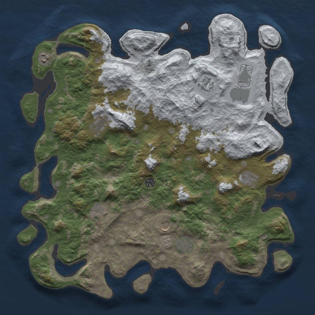 Rust Map: Barren, Size: 4500, Seed: 2384655, 13 Monuments