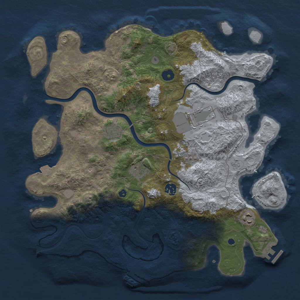 Rust Map: Procedural Map, Size: 3800, Seed: 2039806687, 12 Monuments