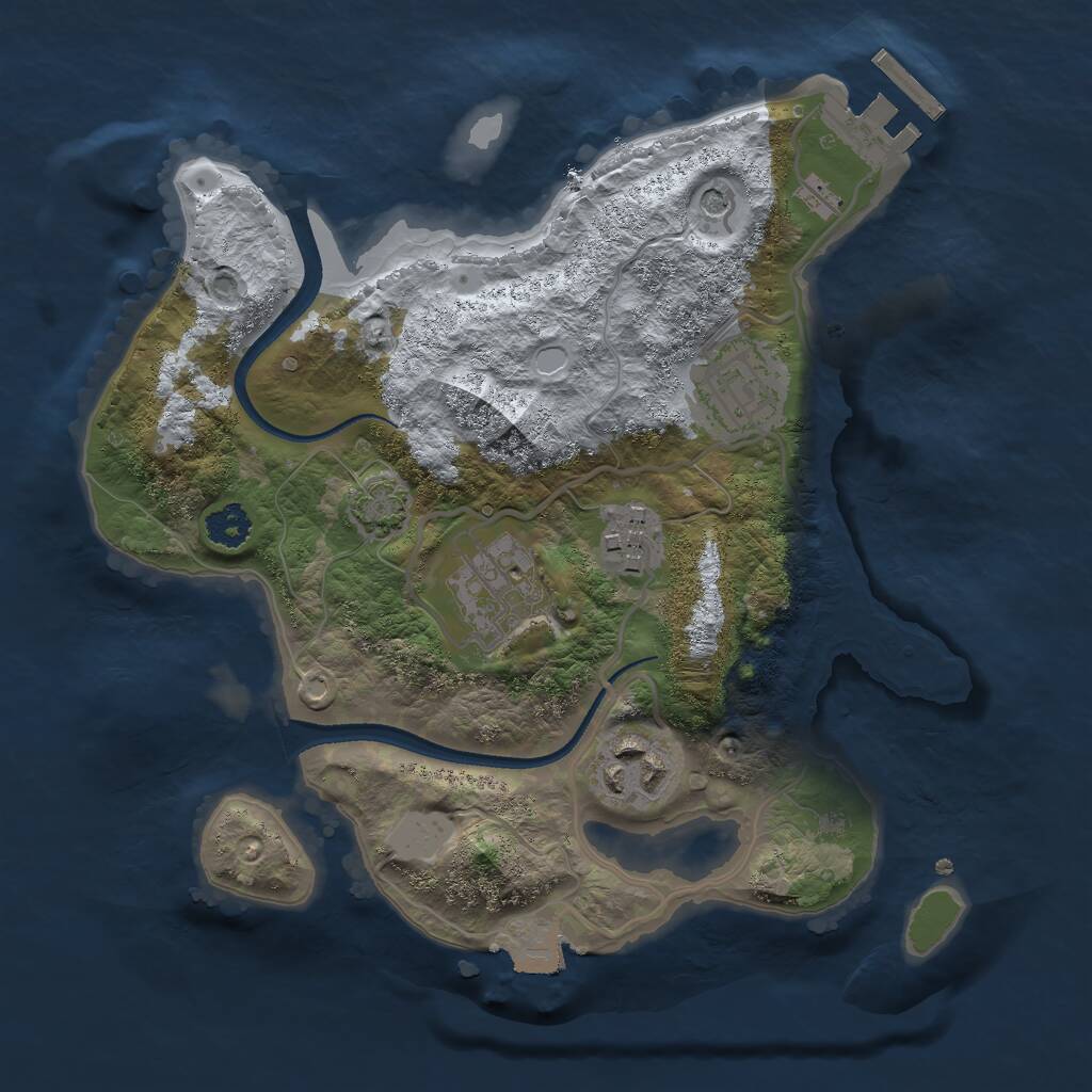 Rust Map: Procedural Map, Size: 2500, Seed: 36732, 8 Monuments