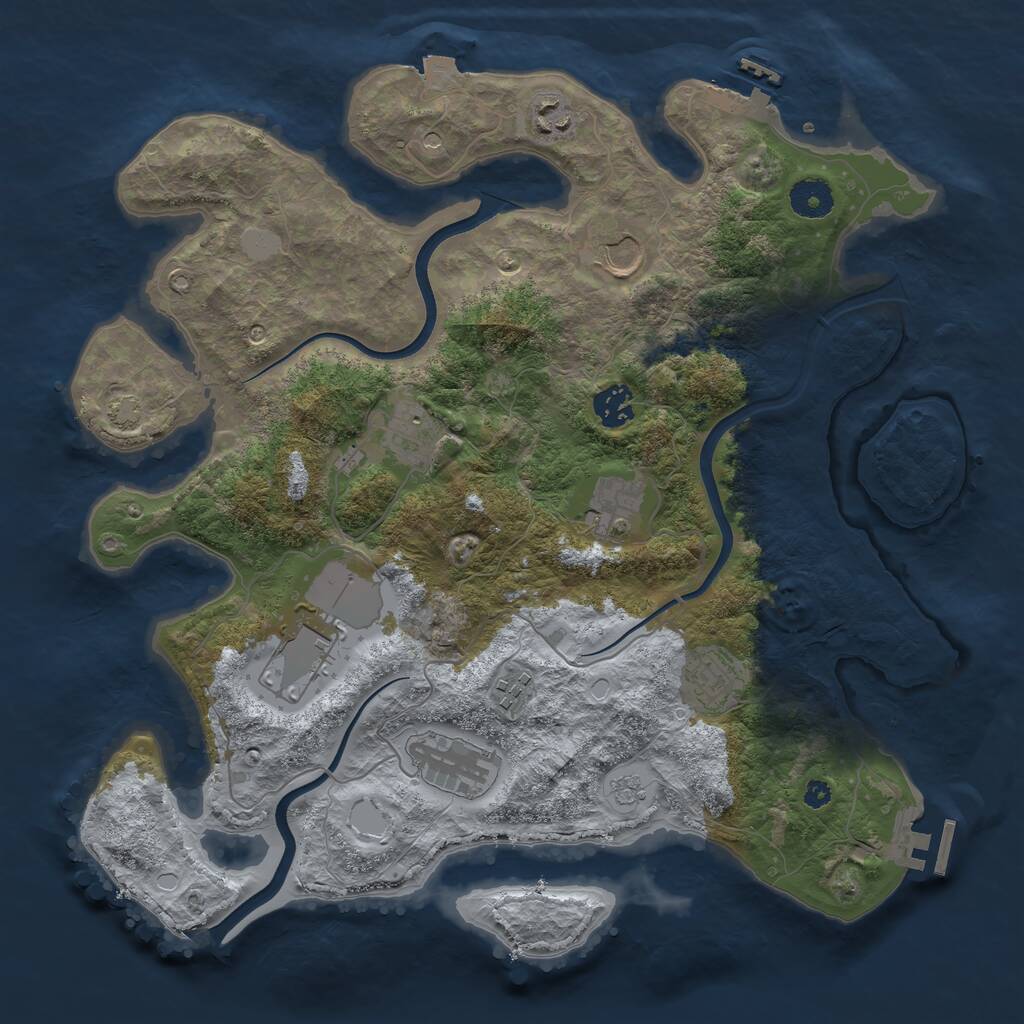 Rust Map: Procedural Map, Size: 3700, Seed: 23523507, 15 Monuments