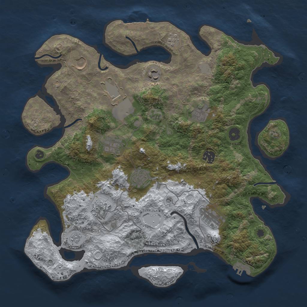 Rust Map: Procedural Map, Size: 3700, Seed: 23523507, 19 Monuments