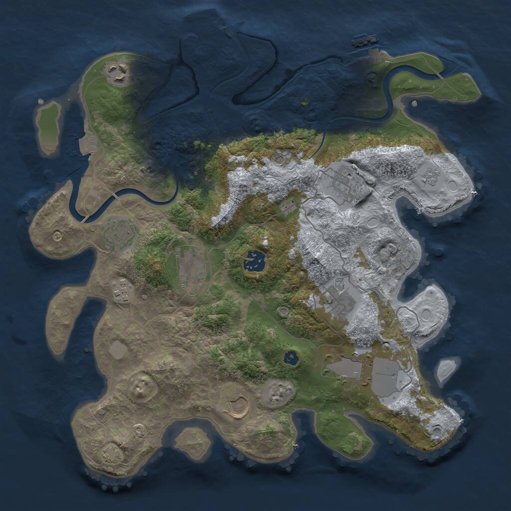 Rust Map: Procedural Map, Size: 3500, Seed: 2104318988, 15 Monuments