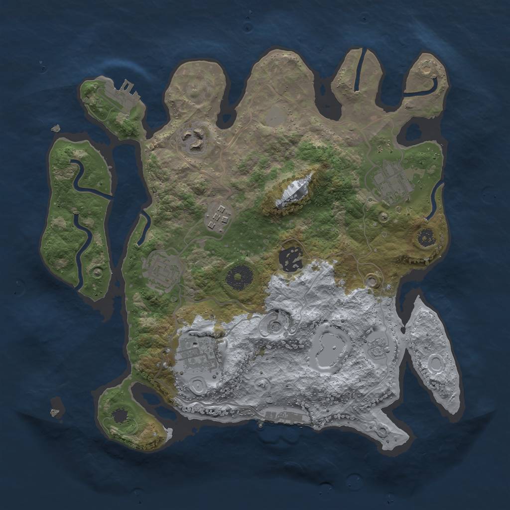 Rust Map: Procedural Map, Size: 3000, Seed: 1991473471, 15 Monuments