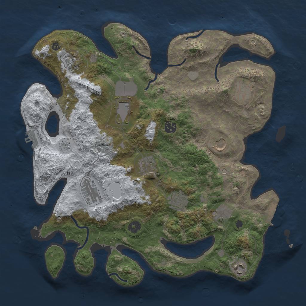 Rust Map: Procedural Map, Size: 3700, Seed: 318435574, 19 Monuments