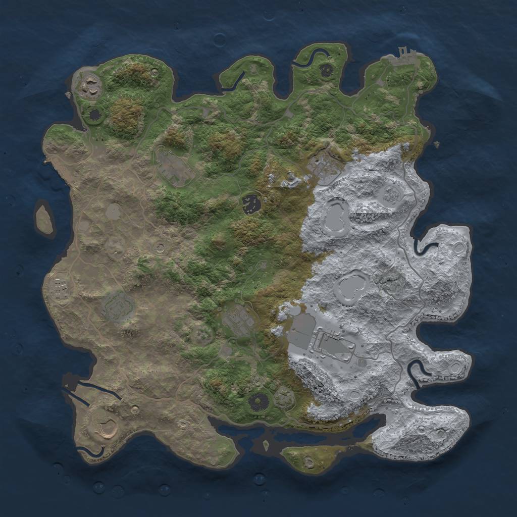 Rust Map: Procedural Map, Size: 4000, Seed: 949497026, 17 Monuments