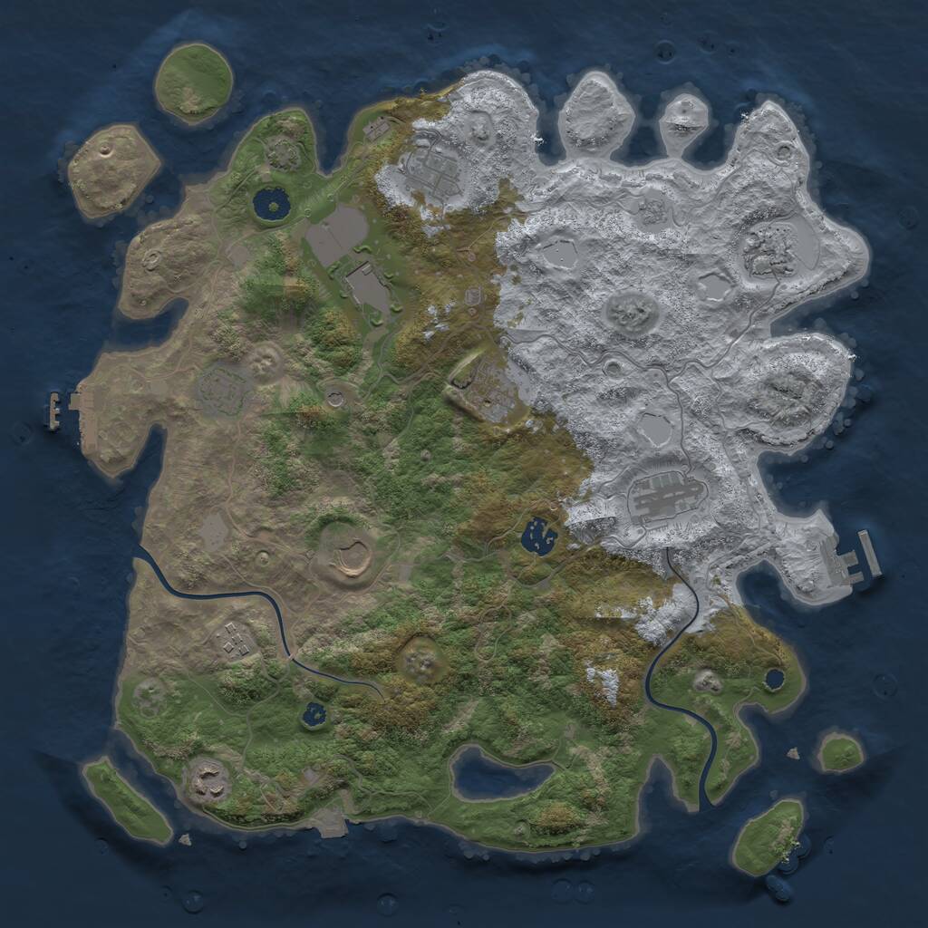 Rust Map: Procedural Map, Size: 3950, Seed: 517748192, 16 Monuments