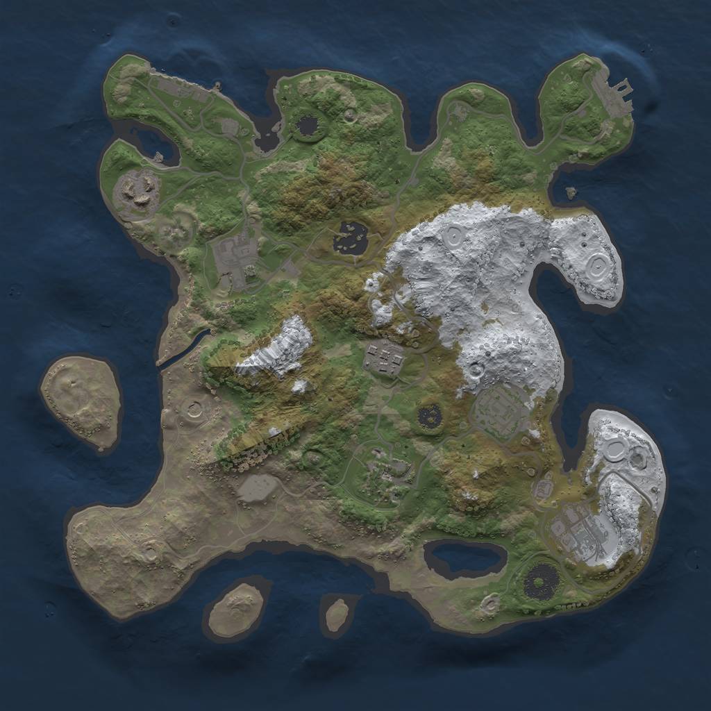Rust Map: Procedural Map, Size: 3000, Seed: 2426845, 15 Monuments