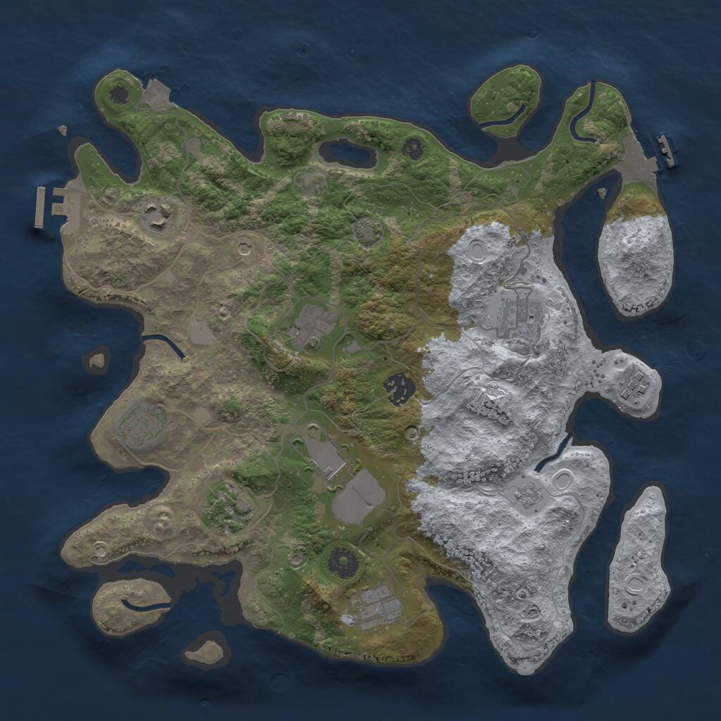 Rust Map: Procedural Map, Size: 3500, Seed: 1369308155, 15 Monuments