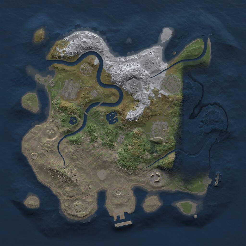 Rust Map: Procedural Map, Size: 3000, Seed: 1732640, 12 Monuments