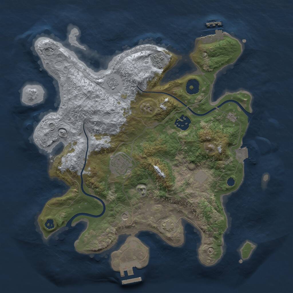 Rust Map: Procedural Map, Size: 3000, Seed: 80351242, 9 Monuments