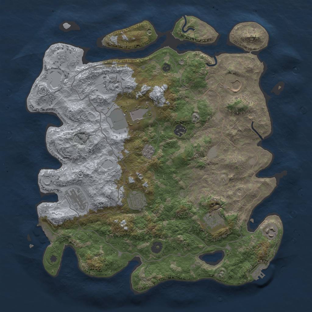 Rust Map: Procedural Map, Size: 4000, Seed: 63351, 18 Monuments