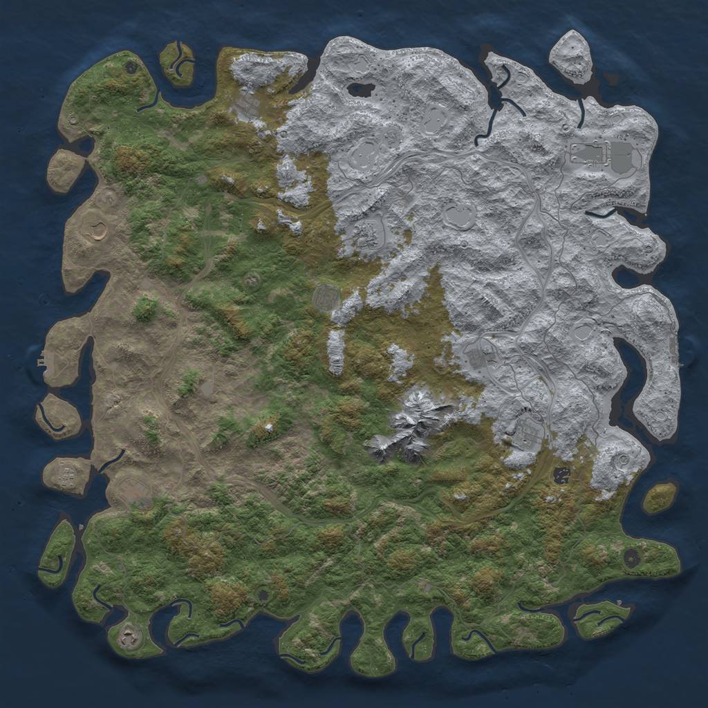 Rust Map: Procedural Map, Size: 6000, Seed: 61056, 18 Monuments