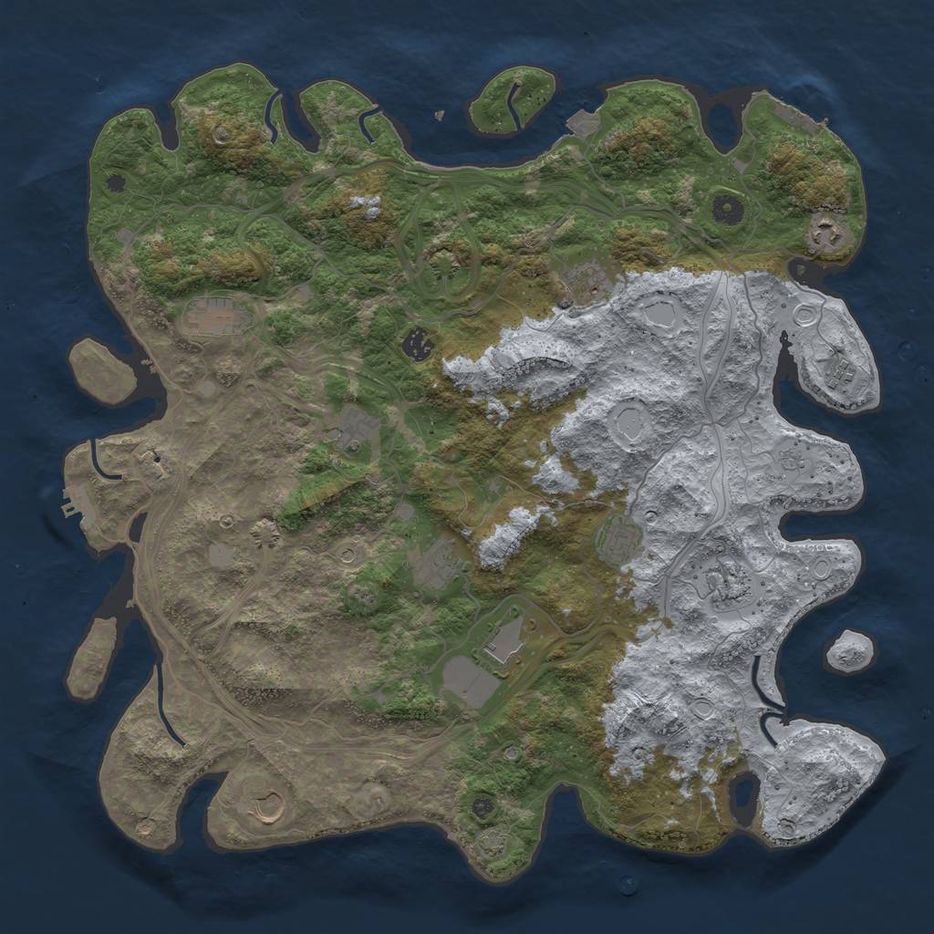 Rust Map: Procedural Map, Size: 4500, Seed: 4054348, 19 Monuments