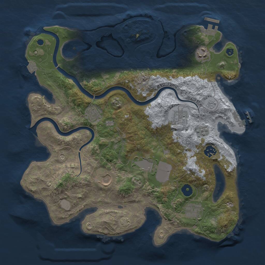 Rust Map: Procedural Map, Size: 3500, Seed: 533215993, 14 Monuments