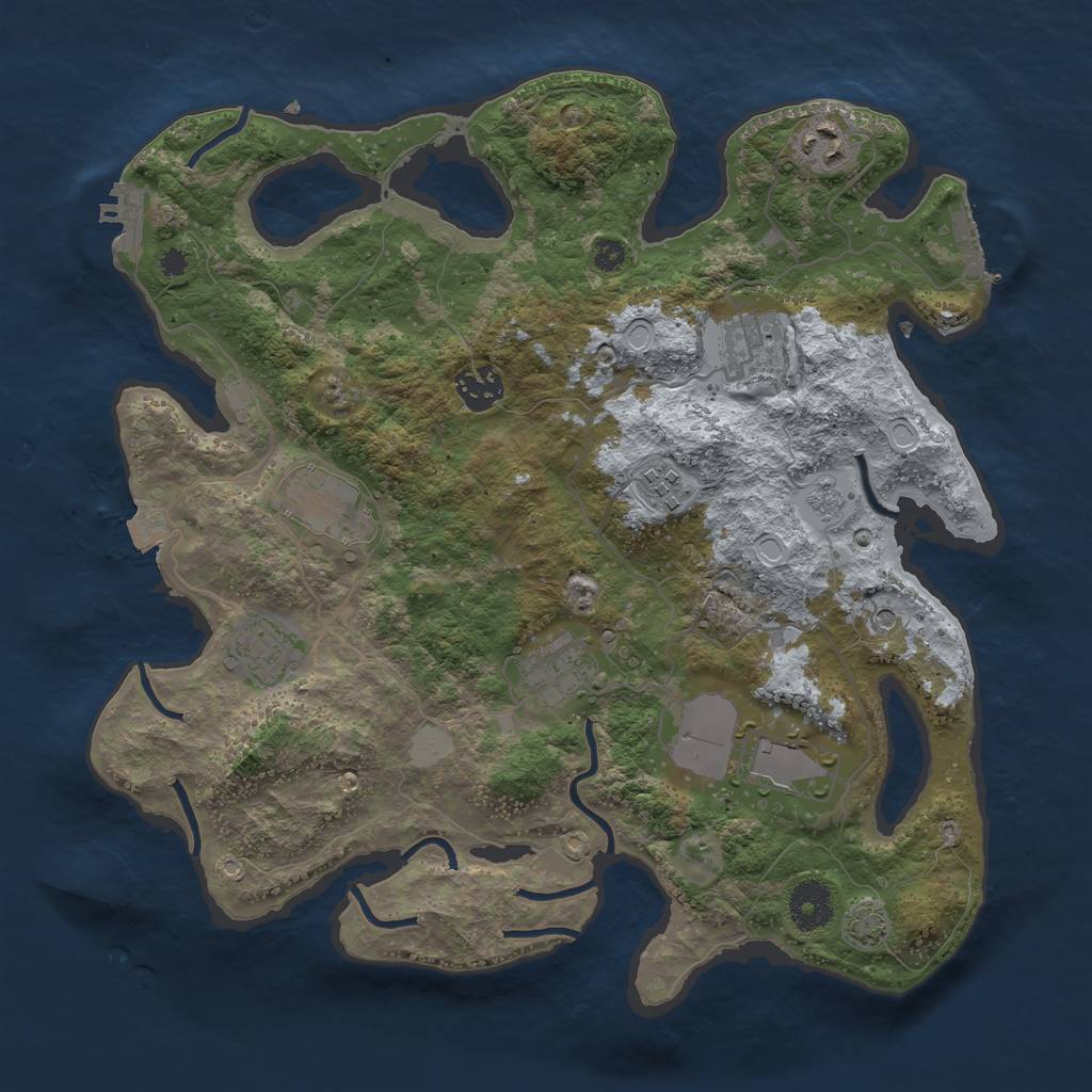 Rust Map: Procedural Map, Size: 3500, Seed: 533215993, 16 Monuments