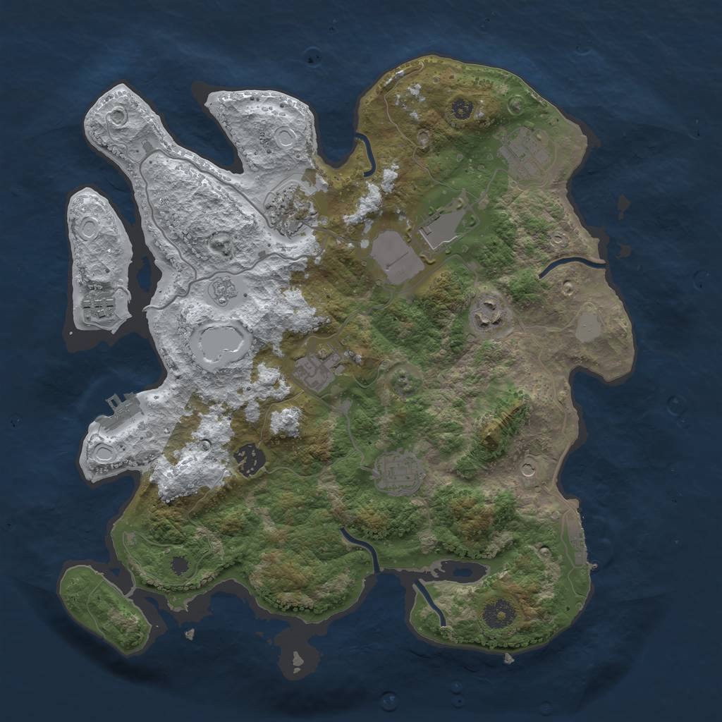 Rust Map: Procedural Map, Size: 3500, Seed: 1990366635, 17 Monuments