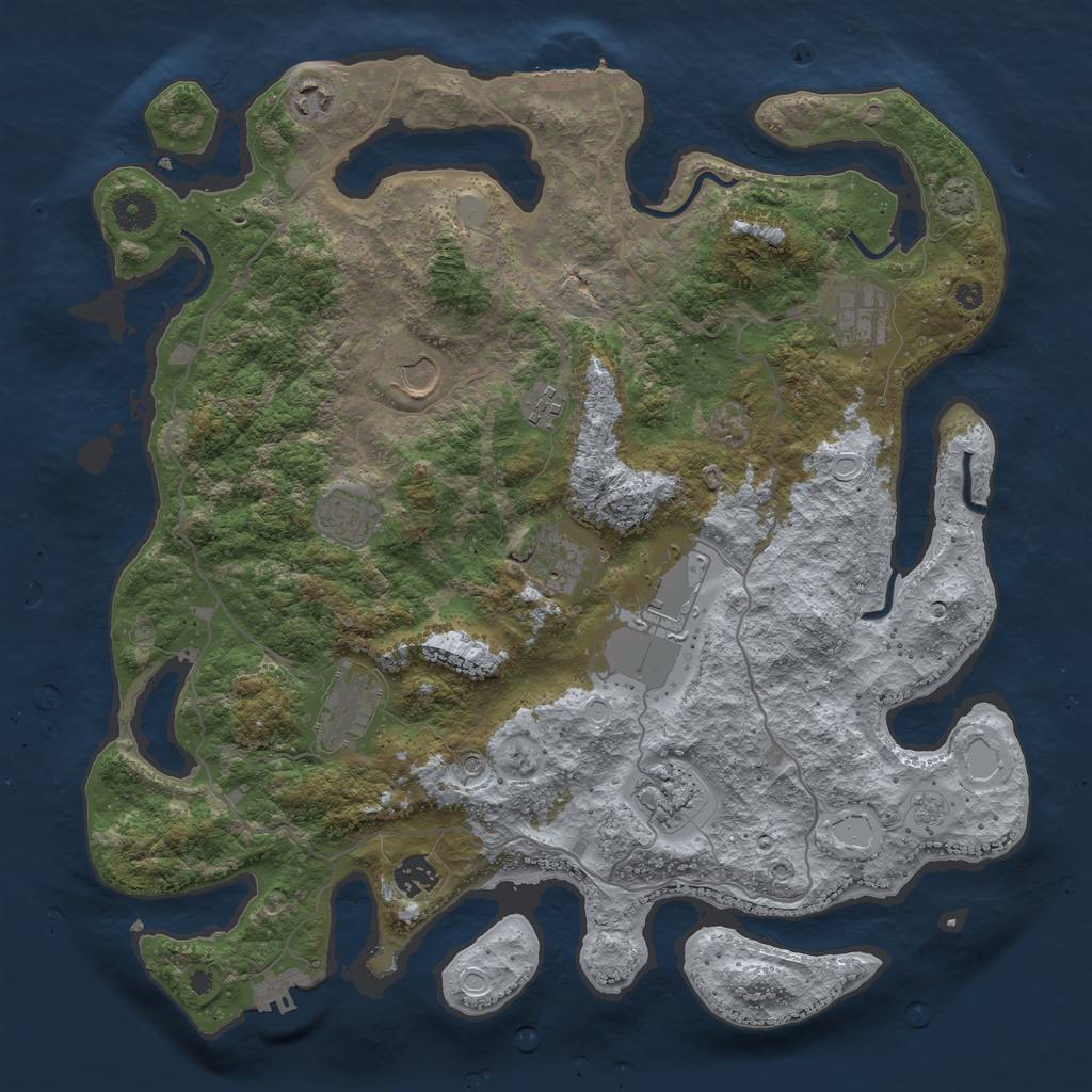 Rust Map: Procedural Map, Size: 4000, Seed: 2043036674, 17 Monuments